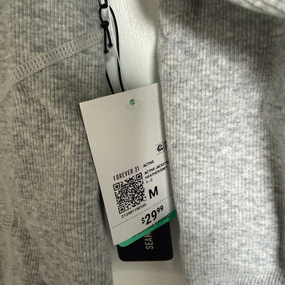 Forever 21 Light Gray Cropped Zip-Up Top - Picture 2 of 4